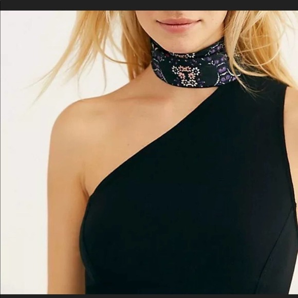 Free People Boho Black One Shoulder Top Medium - Picture 4 of 9